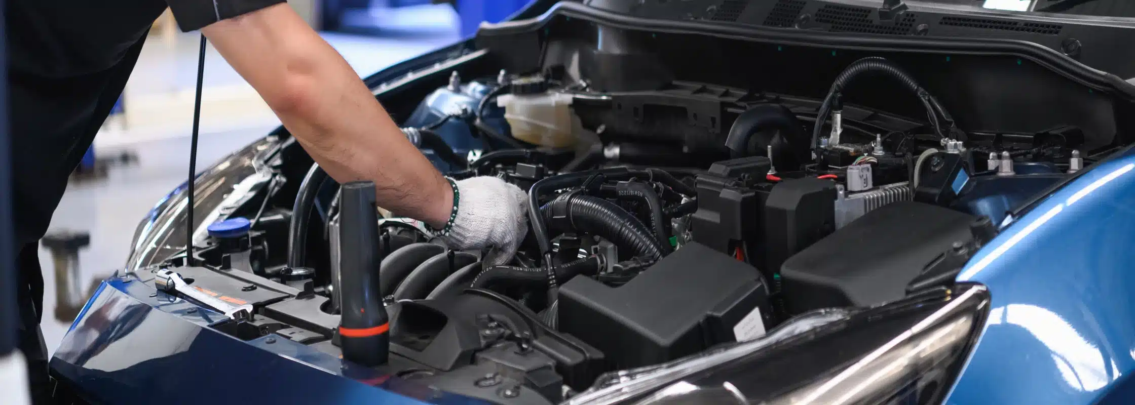 a person working in a car