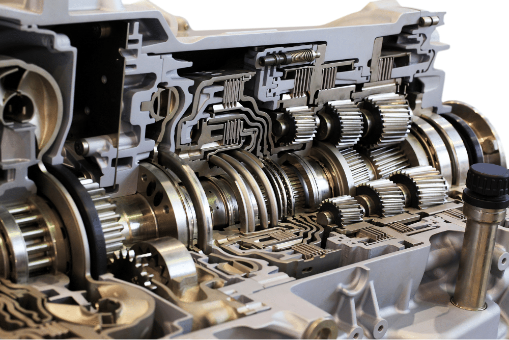 transmission issues, auto repair in Seekonk, MA at Trustworthy Auto. Close-up view of an automatic transmission cross-section showing intricate gear assemblies and valve body components, emphasizing the complexity of transmission repair and diagnostics.